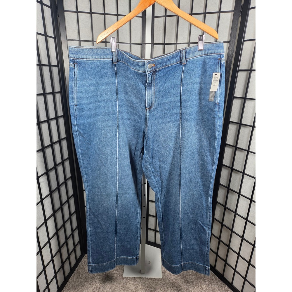 Talbots Classic Jean Trouser Pintuck Wide Leg Denim Plus Size 22W
